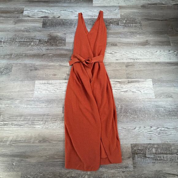 The Jetsetter Diaries Orange Knit Midi Dress Wrap Front Resort Vibe - Picture 1 of 7